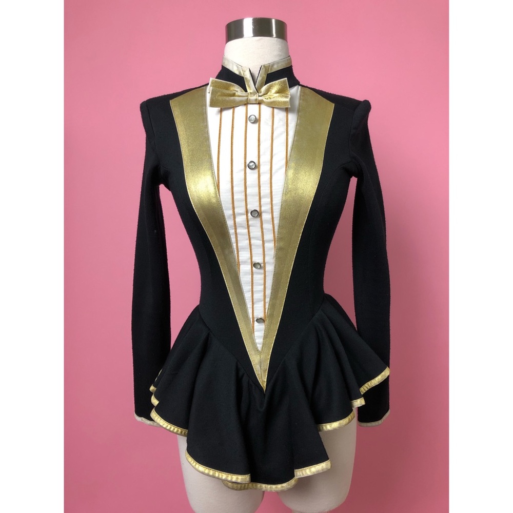 Vintage one of a kind blackwhite tuxedo stage costume bodysuit S